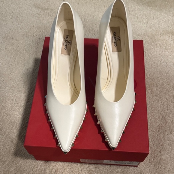 Valentino Women's Cream Studded Heels - Picture 1 of 8